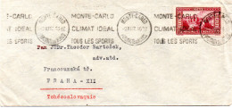 MONACO -- MONTE CARLO -- Enveloppe -- Timbre 1 F. 75 Lie De Vin, Seul Sur Enveloppe Pour PRAHA (Tchécoslovaquie) - Usati