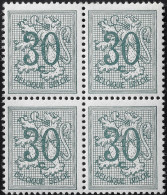 Belgique 1957 / 1967 COB 1027C, 30 C Lion Héraldique 16 Dents Verticales En Bloc De 4. Neufs Sans Charnières, Postfris - 1951-1975 Leone Araldico