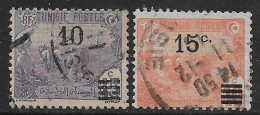 Colonies Françaises 1911-1917 Tunisia Tunisie Surcharged YT N.46-47 Complete Set US - Usati