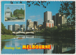 Australia VICTORIA VIC City Skyline Yarra River Tram MELBOURNE Nucolorvue Postcard 1982 Pmk 27c Stamp - Melbourne