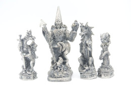 Myth & Magic Tudor Mint : Job Lot Of 4 ( ROOK , KING , BISHOP , THE FIRE WIZZARD ) , Pewter  H=35-50mm, - Small Figures
