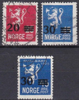 NO014 – NORVEGE - NORWAY – 1927-28 – STANDING LION – SG # 196/8 USED 17 € - Gebraucht