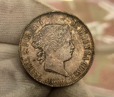 España Spain Isabel II - 1 Escudo 1866 Madrid Km 626.1 Plata - Autres & Non Classés