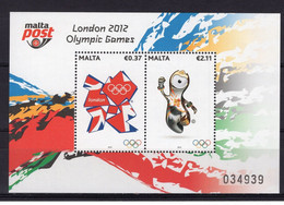 Malta 2012 - London Olympic Games 2012 Souvenir Sheet Mnh - Verano 2012: Londres