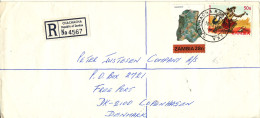 Zambia Registered Cover Sent To Denmark 18-5-1982 Topic Stamps - Zambie (1965-...)