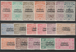 442 Belgio Belgium 1928-9 - Francobolli Per Giornali - Pacchi Postali Soprastampati N. 19/36. MH - Neufs