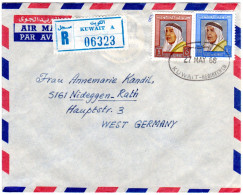 Kuwait 1968, 90+5 F. Auf Luftpost Einschreiben Brief N. Deutschland - Altri - Asia