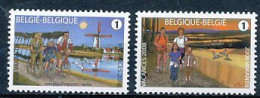 TIMBRE  ZEGEL STAMP  BELGIQUE RANDONNEE A PIED OU A VELO 3790-3791  XX - Telegraph [TG]