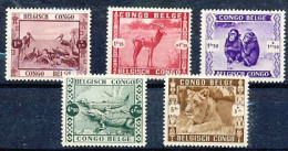 TIMBRE  ZEGEL STAMP CONGO BELGE LE ZOO DE LEOPOLDVILLE 209-213  X - Unused Stamps