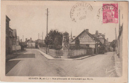 SEICHES  RUE PRINCIPALE ET MONUMENT AUX MORTS - Seiches Sur Le Loir