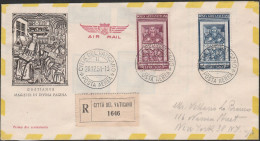 399 - Vatican 20.12.1951 - Decreto Del Monaco Graziano, N. A21/A21, Busta FDC, Raccomandata Per Via Aerea Diretta A New - Briefe U. Dokumente