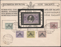 396 - Vaticano 1939 - 1 Lira Medaglioni Listato A Lutto + Sede Vacante 60/67, Su Busta Non Viaggiata Con Annullo 2/3/39 - Covers & Documents