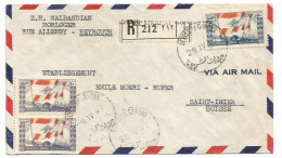 Liban Lebanon Commerce Registered AirmailCV 29apr1947 X Suisse With 3 Stamps - Liban