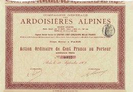 Titre De 1909 - Compagnie Générale Des Ardoisières Alpines - - Mines