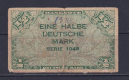 GERMANY  - 1948 Half Mark Circulated Banknote As Scans - 1/2 Mark