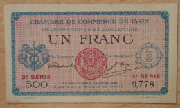 LYON (69-Rhône) 1 Franc Chambre De Commerce 23-07-1916 Série 3 - Handelskammer