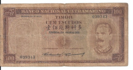 Timor 100 ESCUDOS 1959 VG+ P 24 - Hong Kong