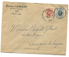 COB 279 + 287 Sur Lettre Edgard Lemort Ath 1931 Ambulant Bruxelles - Mons 05/12/1931 - Ambulante Stempels