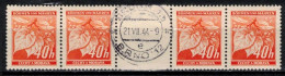 Boheme Et Moravie 1940 Mi 38 ZW (Yv 42), Obliteré, Bande De 4 Avec Interpaneau - Used Stamps