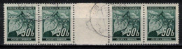 Boheme Et Moravie 1940 Mi 55 ZW (Yv 43), Obliteré, Bande De 4 Avec Interpaneau - Usados