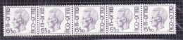 1975 R54** Zonder Scharnier.Strook Van 5 Met Nummer.Koning Boudewijn,type Elstrom. - Coil Stamps