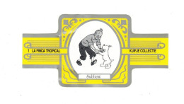 1) Bague De Cigare Série Tintin Jaune Grise La Finca Tropical Kuifje Collectie Tintin Détective & Milou Chien Dog B.E - Objets Publicitaires