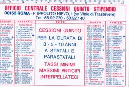 Calendarietto - Ufficio Centrale Cessione Quinto Stipendio - Roma - Anno 1970 - Kleinformat : 1961-70