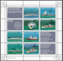 SWITZERLAND 1978 Ships - National Philatelic Exhibition LEMANEX `78 Lausanne MINISHEET MNH (NP#67-P31) - Nuovi