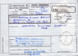 Italia (1991) - Bollettino Pacchi Da Genova Per Pietra Ligure (manifesti) - Postal Parcels