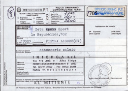 Italia (1991) - Bollettino Pacchi Da Bressanone Per Pietra Ligure (accessorio Calcio) - Postal Parcels