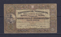 SWITZERLAND  - 1951 5 Francs Circulated Banknote As Scans - Zwitserland