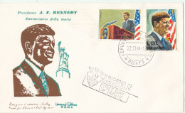 San Marino FDC 22-11-1964 Complete Set Of 2 In Memoriam John F. Kennedy With Cachet - FDC