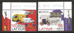 Lettonie Latvija 2013 N° 835 / 6 ** Europa, Véhicule, Poste, Chevaux, Diligence, Train, Wagon, Vélo Avion Camion Renault - Lettland