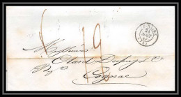 36222 1844 Steamer New York Usa Cognac Charente Par Poitiers Marque Postale Maritime Cover Schiffspost Lettre LAC - Entry Postmarks
