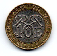 MONACO --MONTE CARLO --Monégasque -- Pièce De 10 Francs 1991 -- RAINIER III - 1960-2001 Neue Francs