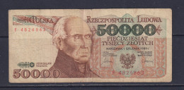 POLAND  - 1989 50000 Zloty Circulated Banknote As Scans - Polonia