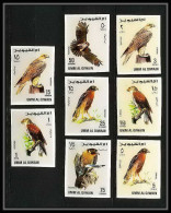 102 - Umm Al Qiwain - MNH ** Mi N° 225 / 232 B Rapaces Oiseaux (bird Birds Of Prey Oiseau) Non Dentelé (Imperf) - Umm Al-Qiwain