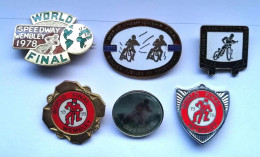 SPEEDWAY+Speedway Wembley World Final 1978+VINTAGE+LOT-6 PCS.+BADGE - Moto