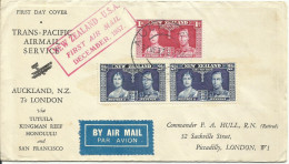 NUEVA ZELANDA,  CARTA CIRCULADA  PRIMER  VUELO  N. ZELAND/USA   EL 31/12/1937 - Brieven En Documenten