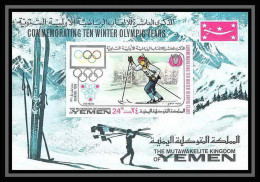 230 - Yemen Kingdom MNH ** Mi Bloc N° 105 B Non Dentelé (Imperf) Jeux Olympiques (olympic Games) GRENOBLE 68 Skiing - Yémen