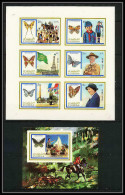 233 - Fujeira MNH ** Mi N° 999/1004 B + BLOC 105 B Non Dentelé Imperf Scout (scouting - Jamboree) Papillon (butterflies) - Fujeira