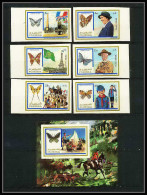 233e Fujeira MNH ** Mi N° 999/1004 B + BLOC 105 B Non Dentelé Imperf Scout (scouting - Jamboree) Papillon (butterflies) - Fujeira