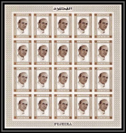 300d - Fujeira MNH ** Mi N° 378 B Non Dentelé (Imperf) Pape (pope) Paul 6 Feuilles (sheets) - Papi