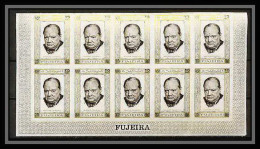 300e - Fujeira MNH ** Mi N° 374 B Non Dentelé (Imperf) Churchill Human Right Bloc 10 - Sir Winston Churchill