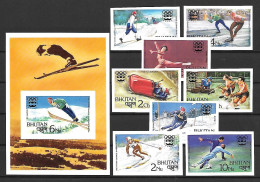 Bhutan Série Complète+Bloc Non Dentelé Imperf JO 76 ** - Winter 1976: Innsbruck