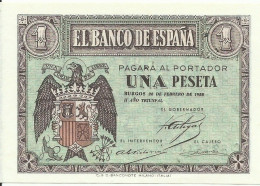 ESPAÑA, BILLETE  DE 1 PESETA, AÑO 1938   SC - 1-2 Peseten