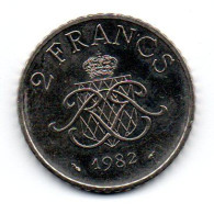 MONACO -- MONTE CARLO -- Monégasque -- Pièce De 2 Francs.1982 -- RAINIER III - 1960-2001 Francos Nuevos