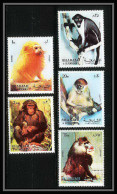 655 Sharjah - MNH ** Mi N° 1012 / 1016 A Singes (singe Monkey Monkeys Ape Apes) Colombus Mandrill Chimpanzee Tamarin - Apen