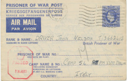 GB 12.7.1943, Superb Prisoner Of War Aerogramm Georg VI 2½d With Machine-cancel „LIVERPOOL / N.D.“ And Red Censor-mark „ - Brieven En Documenten