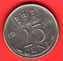 Paesi Bassi - Nederland - Pays Bas - 1968 - 25 Cents - QFDC/aUNC - Come Da Foto - 1948-1980 : Juliana